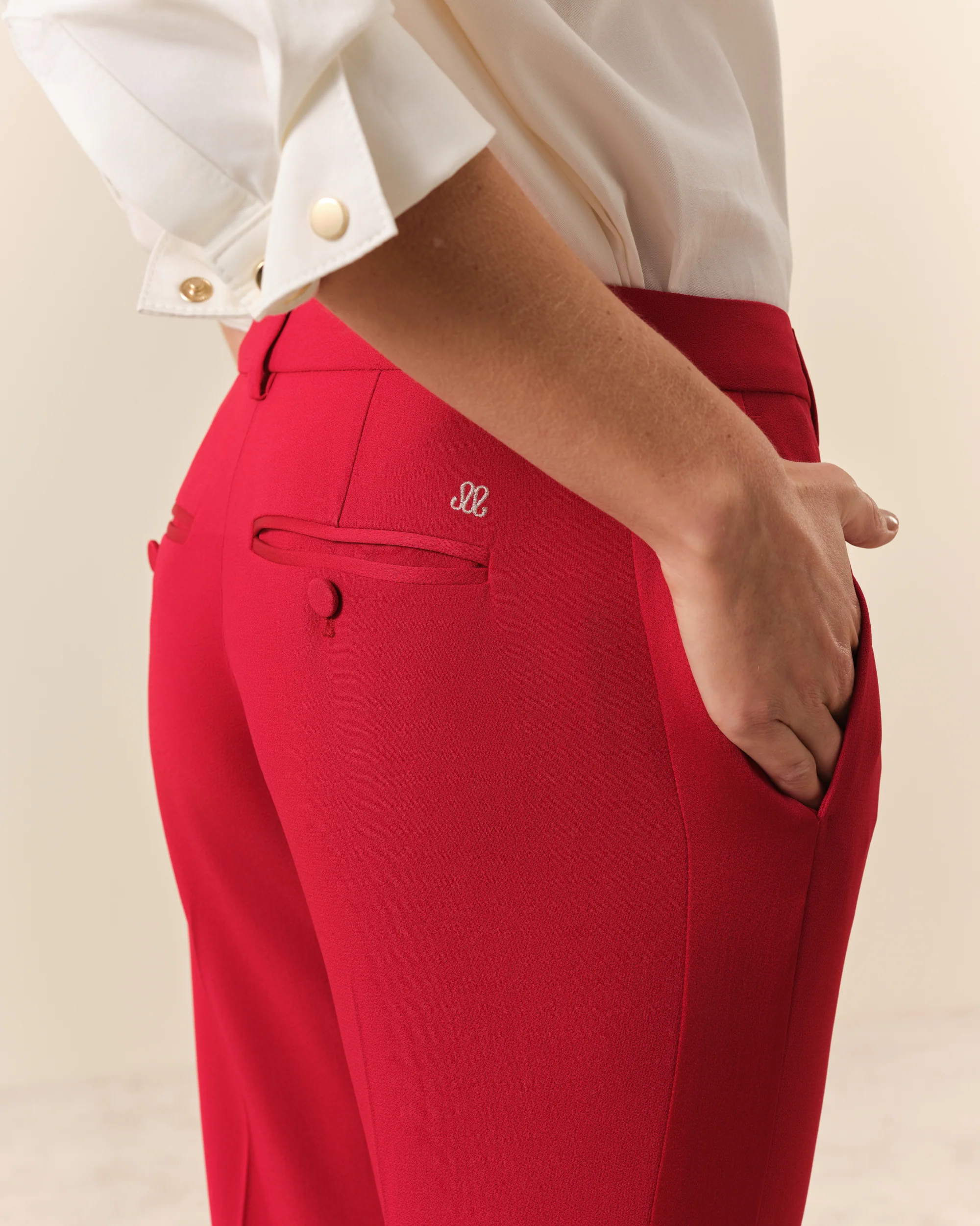 Pantalon de smoking court Claude - Rouge - Image 3